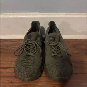Women’s Olive Green Knit Athletic Sneakers